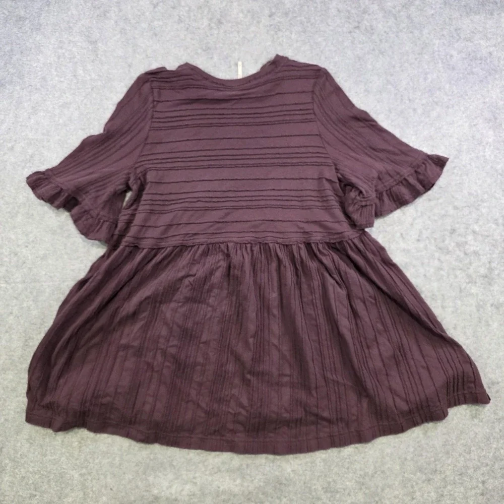 Free People Take A Spin‎ Babydoll Tunic Dress Womens XS Purple Ruffle Flutter